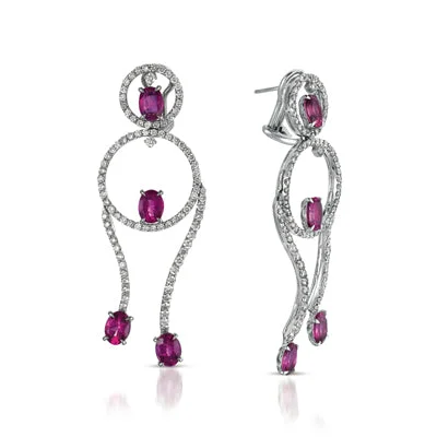 Best hoop earrings with matte finish for a sophisticated, understated design-18K WHITE GOLD TOURMALINE AND DIAMOND EARRINGS