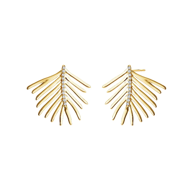 Small hoop earrings for a delicate and understated everyday wear-Gold Palm Leaf Earrings