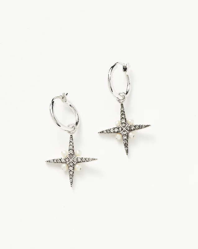 Best hoop earrings with geometric pendants for a modern, chic appeal-Harris Reed North Star Pearl Hoop Earrings | Sterling Silver/Pearl