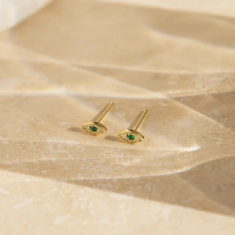 Lightweight hoop earrings for comfortable and all-day wear-Haven Emerald Eye Studs