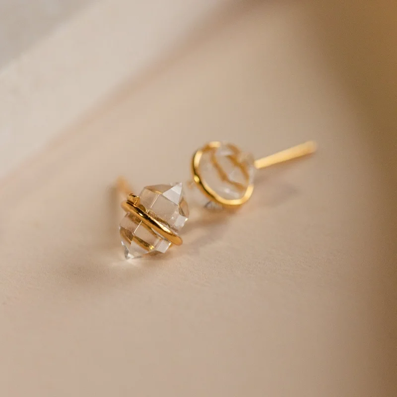 Hoop earrings with diamond-cut surfaces for added sparkle and shine-Herkimer Diamond Studs