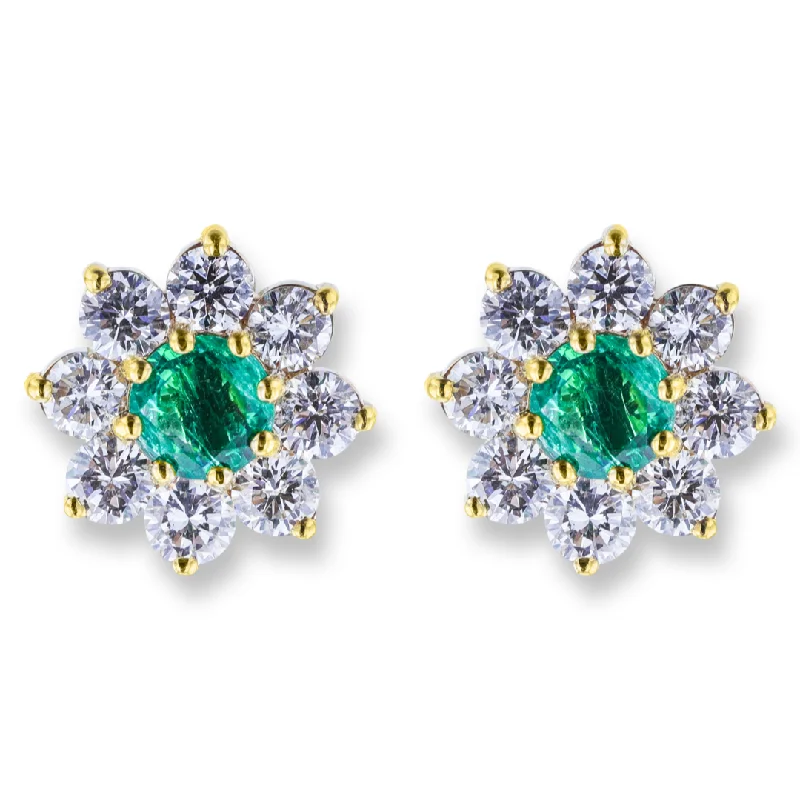 Hoop earrings with luxe velvet finishes for a rich and luxurious touch-JULEVE 14KT YELLOW GOLD 1.80CT EMERALD & 4.00CTW DIAMOND EARRINGS