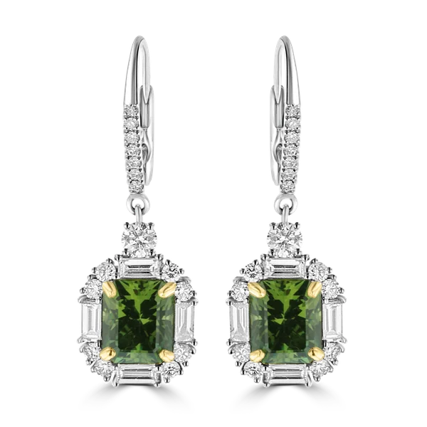 Hoop earrings with cut-out designs for a creative and lightweight effect-JULEVE 18KT WHITE GOLD 5.06CT GREEN GARNET & 1.44CTW DIAMOND DANGLE EARRINGS