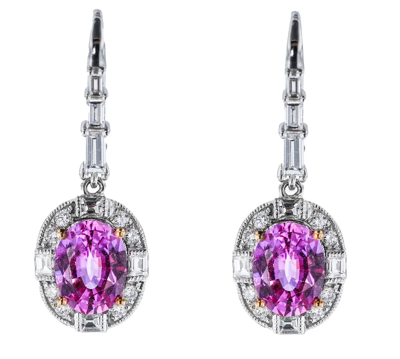 Best hoop earrings with matte finish for a sophisticated, understated design-JULEVE 18KT WHITE GOLD 3.74CT PINK SAPPHIRE & 1.10CTW DIAMOND HALO EARRINGS