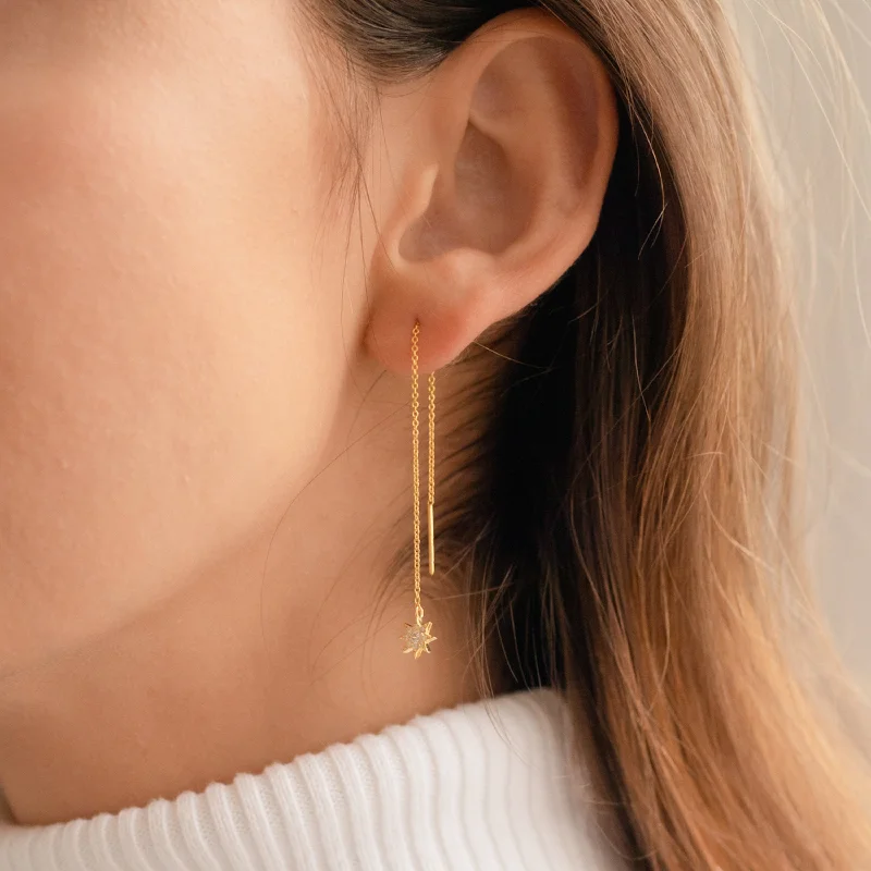 Hoop earrings with pearl accents for a chic and classic style-Lux Threader Earrings