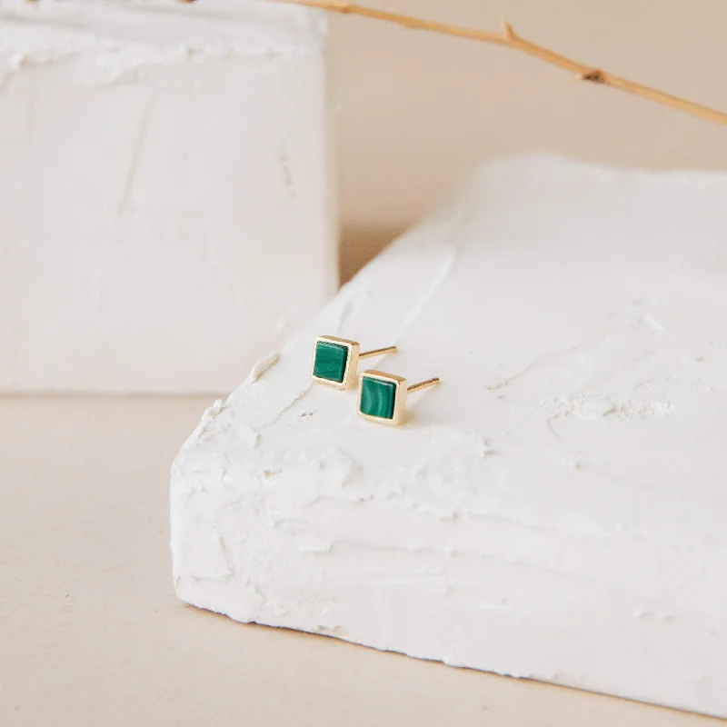 Medium hoop earrings for an everyday look with the perfect balance of style-Malachite Studs