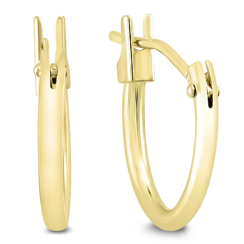 Hoop earrings with snake print designs for an edgy, wild appearance-Marquee Jewels 10MM Huggie Hoop Earrings in 14K Yellow Gold