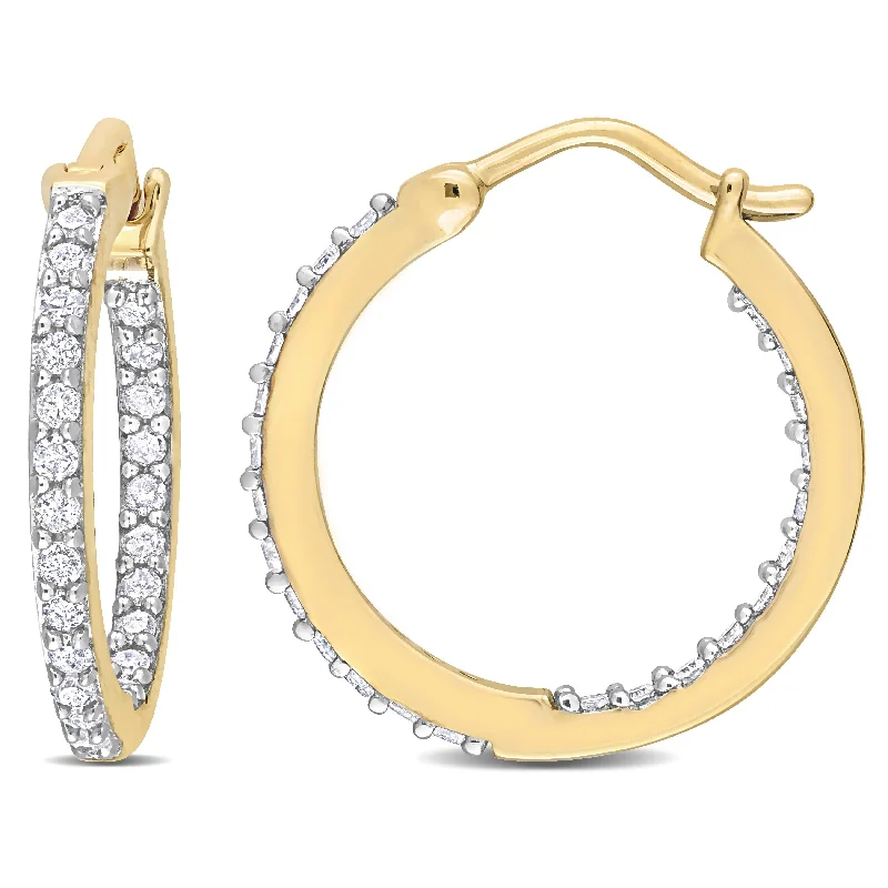 Best hoop earrings with sparkling cubic zirconia for a brilliant, budget-friendly effect-Miadora 1/2ct TDW Diamond Inside Outside Hoop Earrings in 10k Yellow Gold