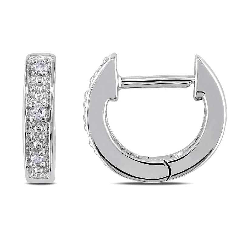 Hoop earrings with rhinestone-studded rims for a glamorous touch-Miadora 10k White Gold Diamond Accent Cuff Earrings