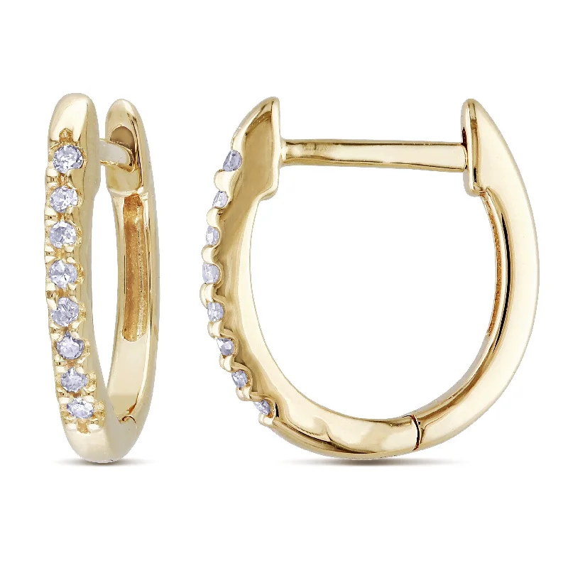 Best hoop earrings with infinity designs for a timeless and meaningful symbol-Miadora 10k Yellow Gold 1/10ct TDW Diamond Cuff Hoop Earrings - 12.1 mm x 1.6 mm x 11.6 mm