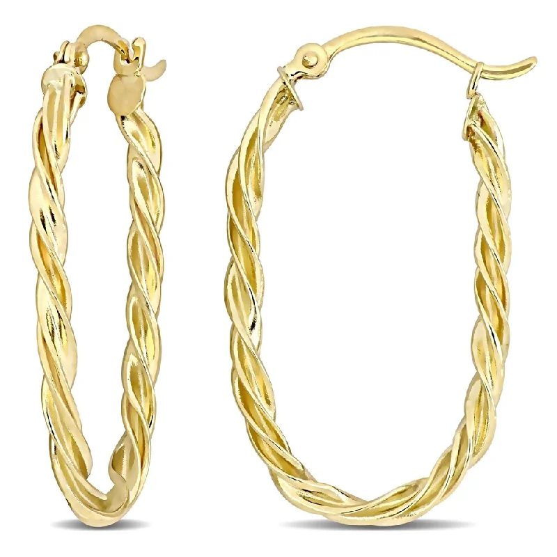 Best hoop earrings with snake-inspired designs for an edgy and fierce vibe-Miadora 10k Yellow Gold Oval Twist Hoop Earrings