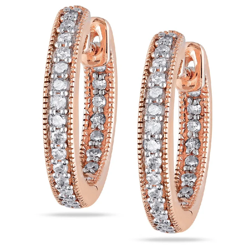 Best hoop earrings with geometric pendants for a modern, chic appeal-Miadora 14k Pink Gold 1/4 CT TDW Diamond Hoop Earrings