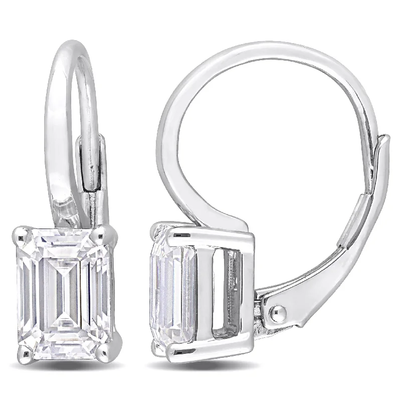 Best hoop earrings with rose gold for a romantic and warm aesthetic-Miadora 2ct DEW Octagon Created Moissanite Leverback Earrings Sterling Silver