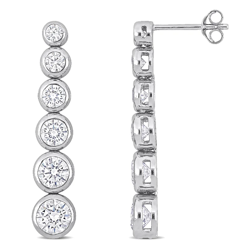 Hoop earrings with polished metal for a shiny and high-quality finish-Miadora 4 3/4 CT TGW Cubic Zirconia Graduated Dangle Earrings in Sterling Silver - 6.2 mm x 3.8 mm