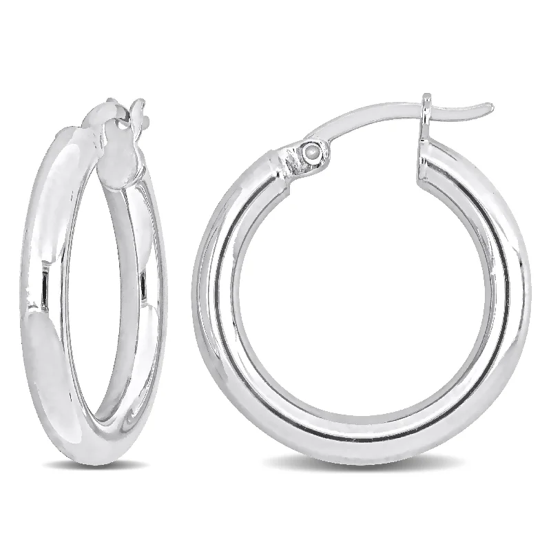 Hoop earrings with removable pendants for a versatile and customizable accessory-Miadora Sterling Silver 20mm Round Hoop Earrings