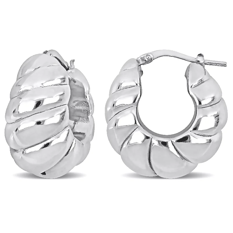 Hoop earrings with stacked layers for a bold and textured design-Miadora Sterling Silver Hoop Earrings