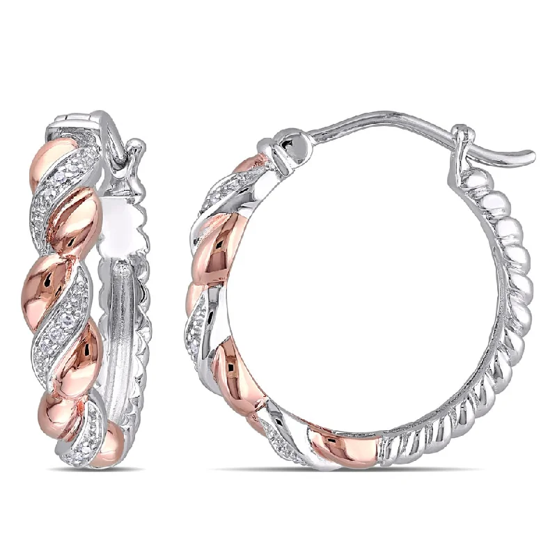 Best hoop earrings with marbled designs for a trendy and artistic effect-Miadora Two-tone Silver Diamond Accent Hoop Earrings