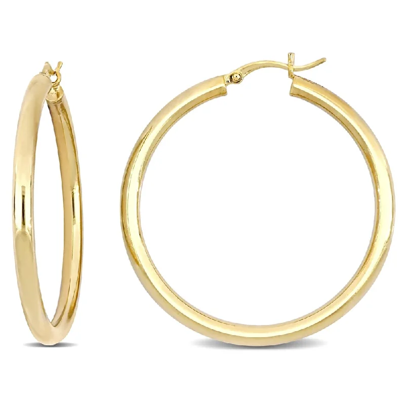 Best hoop earrings with detachable studs for a versatile and adjustable accessory-Miadora Yellow Plated Sterling Silver Tube Hoop Earrings (40 MM)