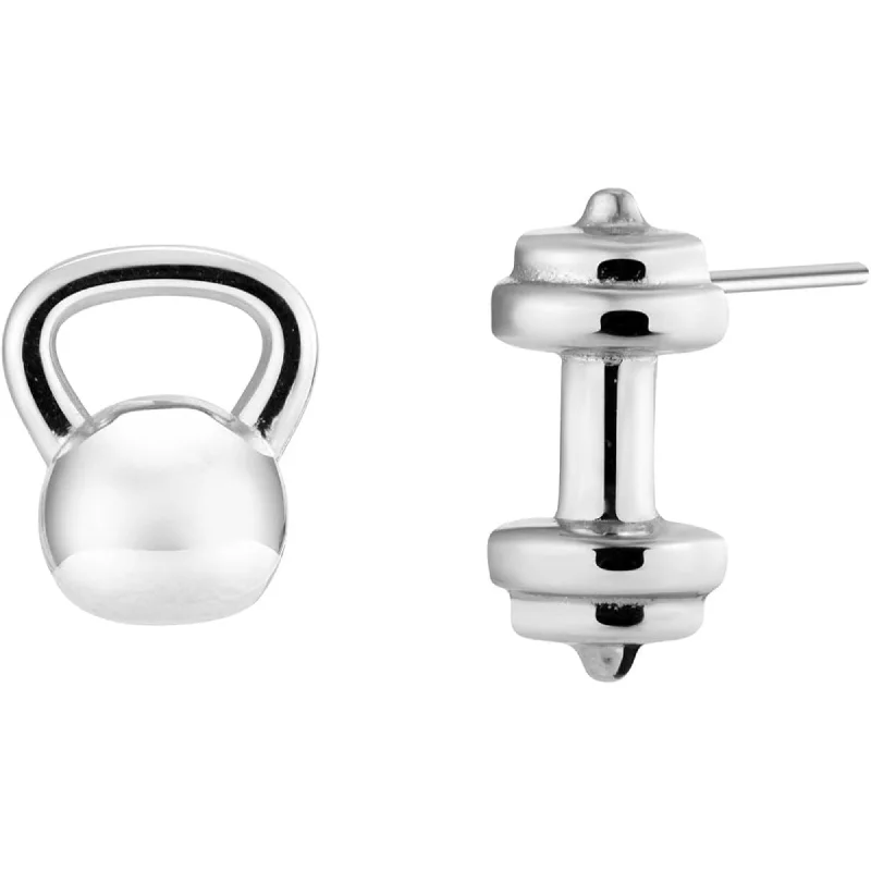 Hoop earrings with removable pendants for a versatile and customizable accessory-Mismatch Gym Dumbbell Dangle Earrings