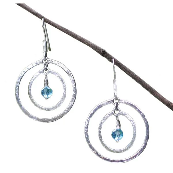 Hoop earrings with artistic filigree designs for an intricate, delicate finish-NOVICA Handmade Sterling Silver Blue Halo Earrings (Indonesia) - 1.6*1