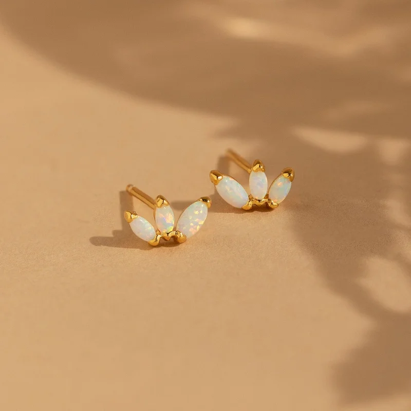 Best hoop earrings with geometric hexagon shapes for a modern, angular look-Opal Marquise Studs