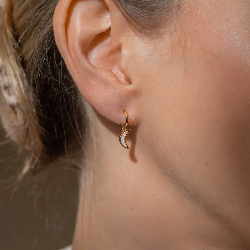 Best hoop earrings with satin ribbons for a soft, feminine appearance-Opal Moon Mini Hoops