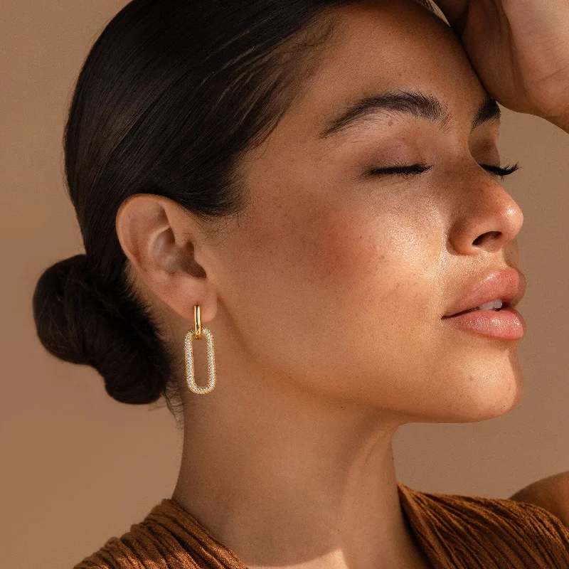 Hoop earrings with textured finishes for a vintage and classic style-Pave Link Hoops