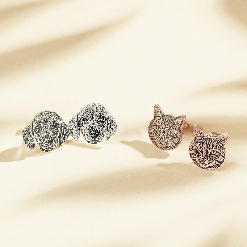 Best hoop earrings with tribal designs for a cultural and exotic aesthetic-Pet Portrait Studs