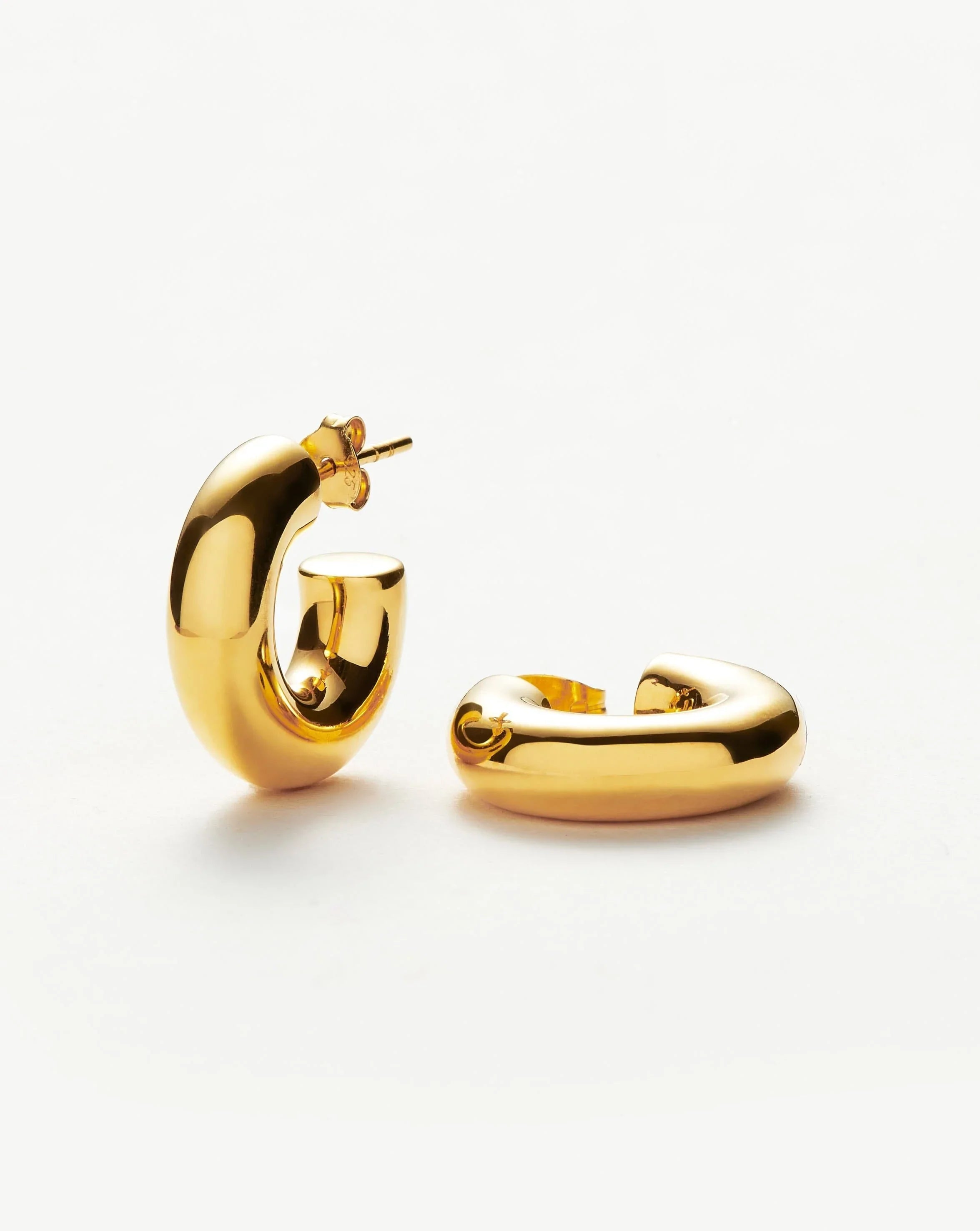 Best hoop earrings with twisted rope designs for a nautical-inspired style-Chubby Tunnel Small Hoop Earrings | 18ct Gold Plated