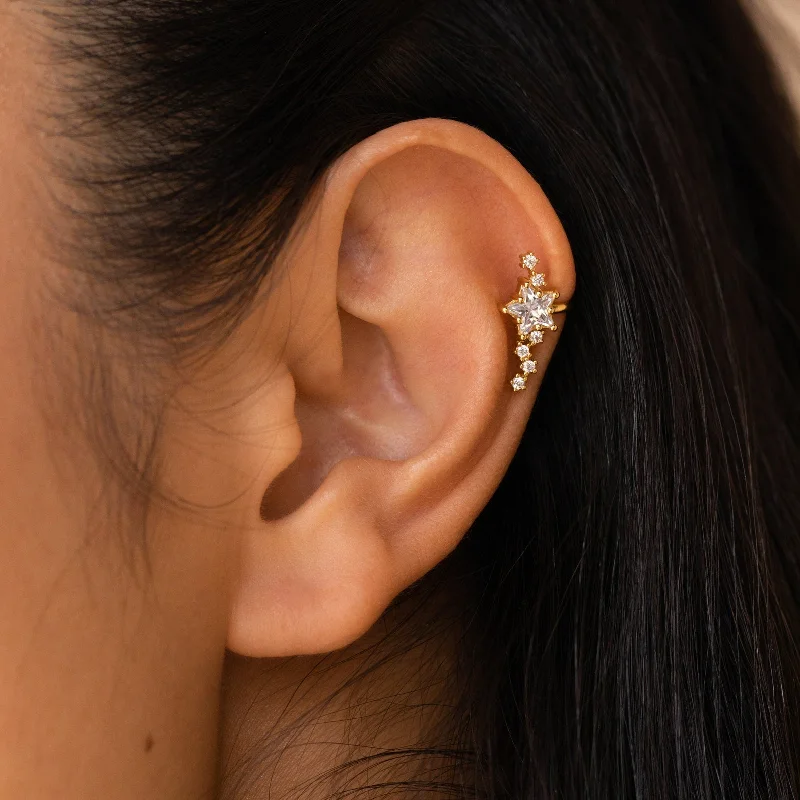 Best hoop earrings with blackened metal for an edgy and bold appearance-Starry Night Ear Cuffs