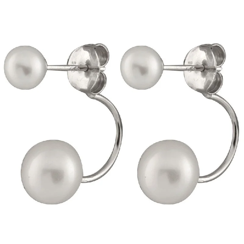 Hoop earrings with polished metal for a shiny and high-quality finish-Sterling Silver Double Freshwater Pearl Earrings