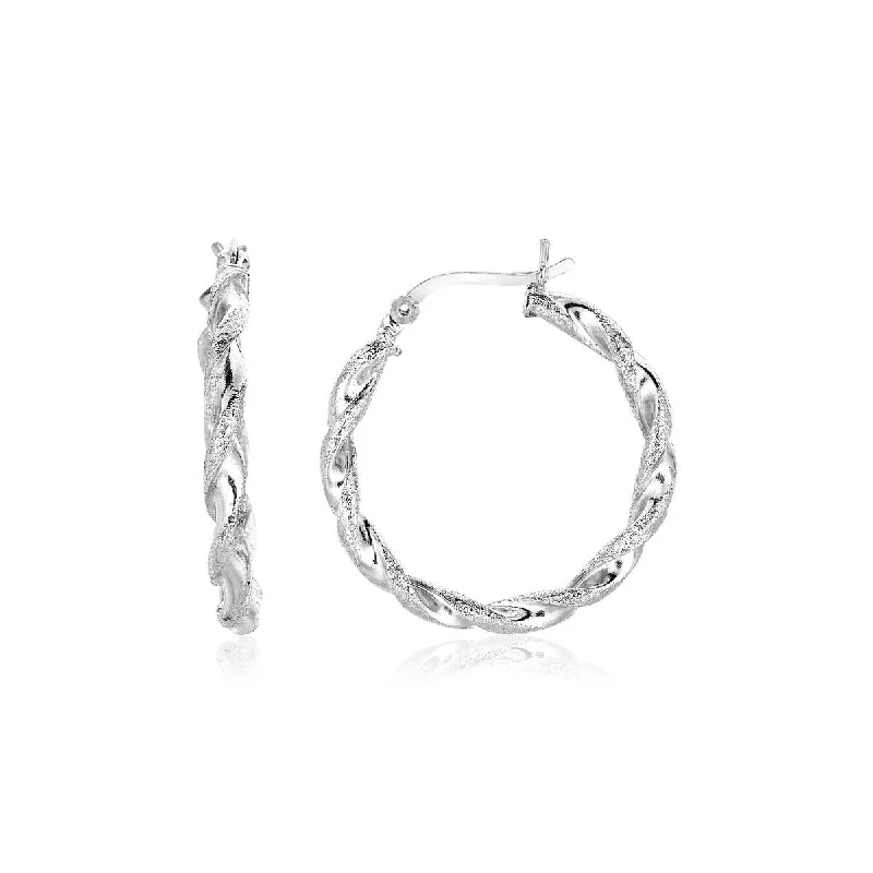 Hoop earrings with oversized pearl accents for a statement-making look-Sterling Silver Round Twisted Hoop Earrings