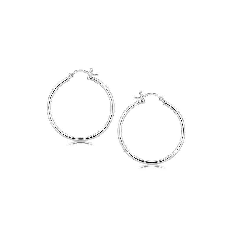 Best hoop earrings with minimalist designs for a clean and modern aesthetic-Sterling Silver Thin Polished Hoop Style (30mm) Women's Earrings