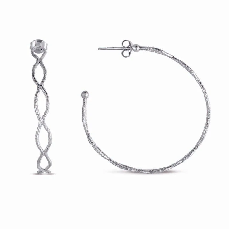 Hoop earrings with polished silver finish for a shiny, modern appeal-STERLING SILVER TWISTED HOOP EARRINGS