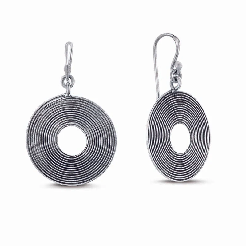 Classic hoop earrings with a thin profile for a sleek and subtle style-STERLING SILVER DANGLE EARRINGS