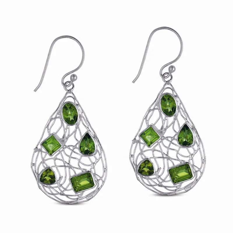 Best hoop earrings with gold-plated finishes for an affordable luxury vibe-STERLING SILVER PERIDOT DANGLE EARRINGS