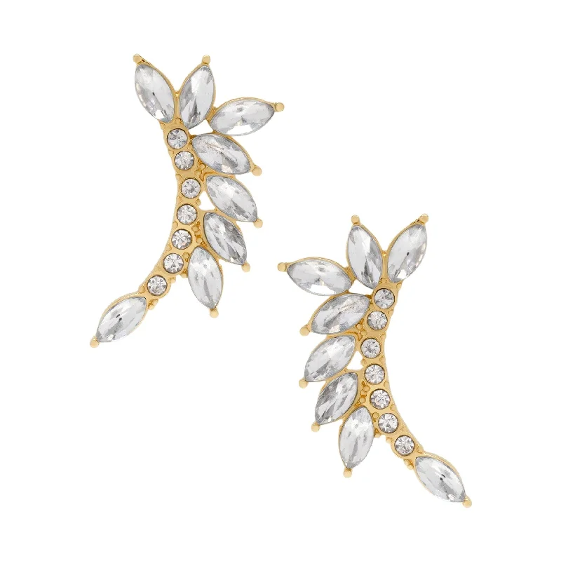 Best hoop earrings with delicate chain details for a trendy and stylish design-Victoria Townsend Gold Plated Clear Crystal Marquise & Round Climber Earrings