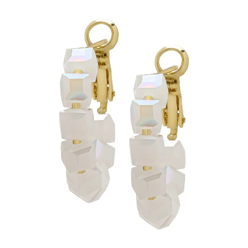 Best hoop earrings with butterfly motifs for a playful and whimsical appearance-Victoria Townsend Gold Plated Cube Crystal Huggie Earrings