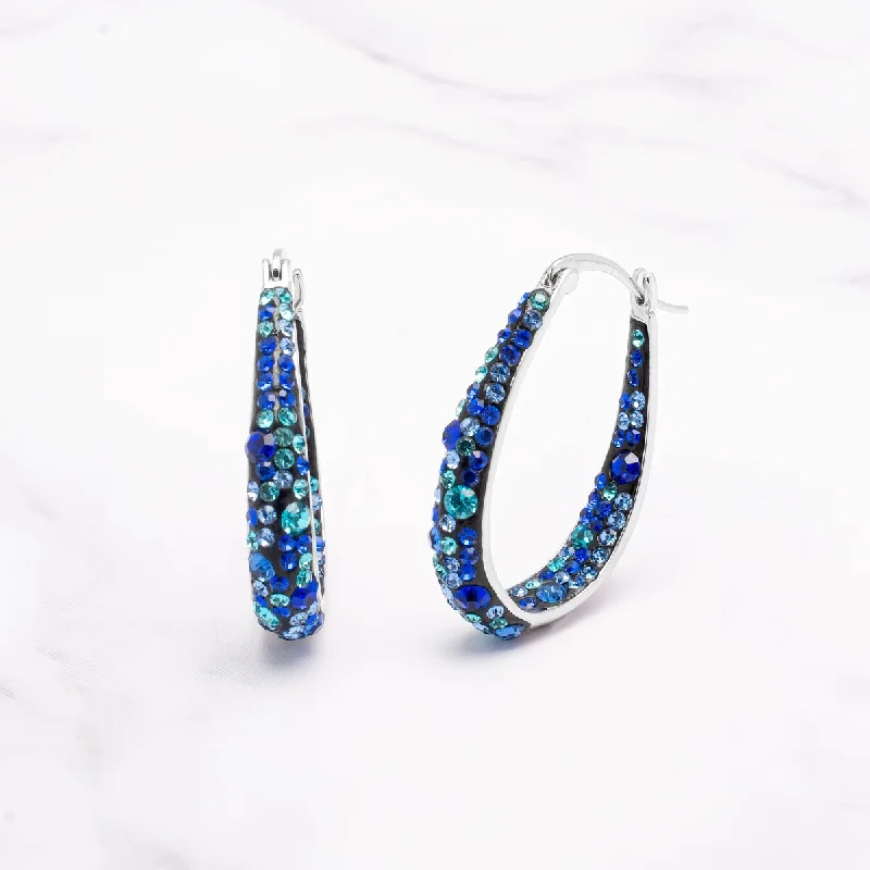 Hoop earrings with circle designs for a classic and timeless shape-Victoria Townsend Inside Out Blue Crystal Hoop Earrings