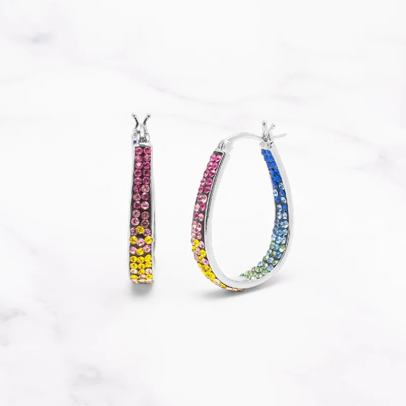 Hoop earrings with crescent moon shapes for a celestial and mystical appearance-Victoria Townsend Inside Out Multicolored Crystal Hoop Earrings