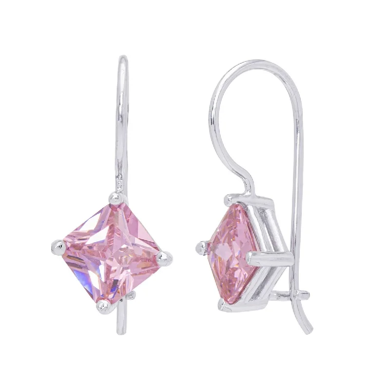 Hoop earrings with removable pendants for a versatile and customizable accessory-Victoria Townsend Silver Plated Glass Square Leverback Earrings- Many Colors