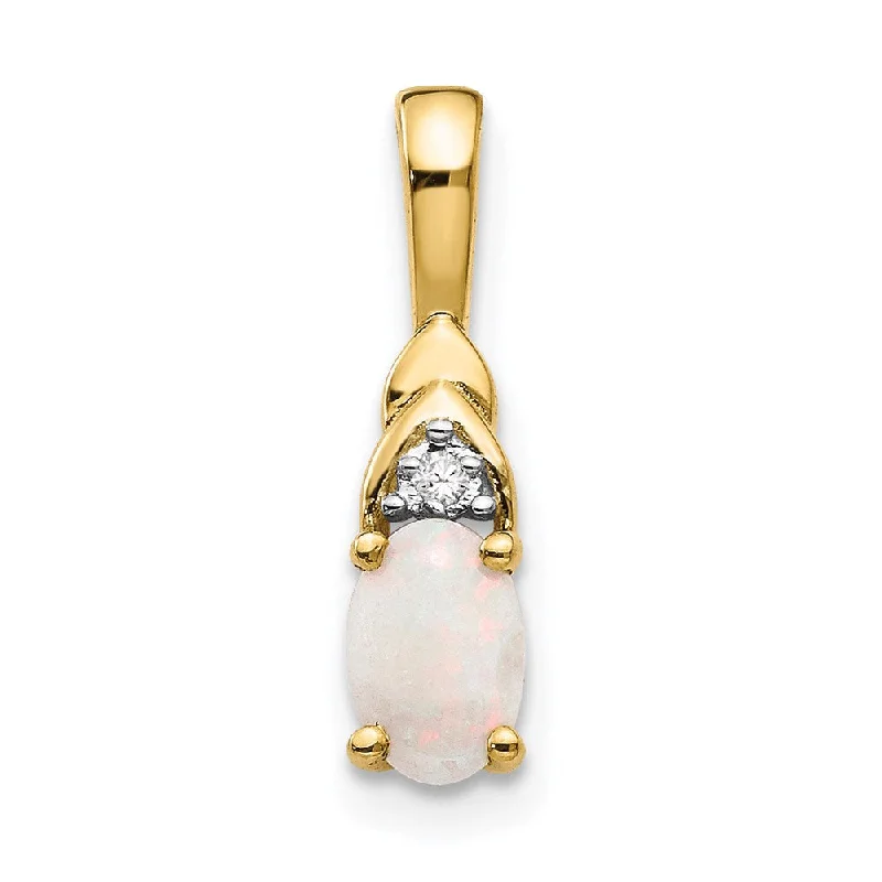 Beautiful necklaces and pendants with geometric shapes for a modern, artistic design-14k Opal and Diamond Pendant