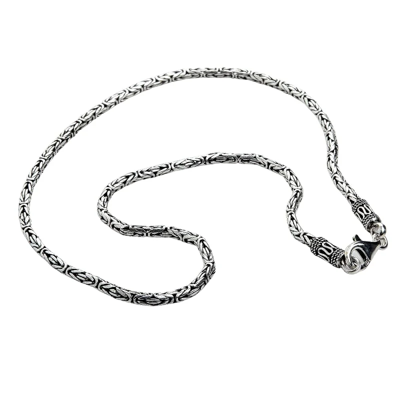 Best necklaces and pendants with intricate beadwork for a bohemian-inspired look-3mm Byzantine Chain Sterling Silver Necklace