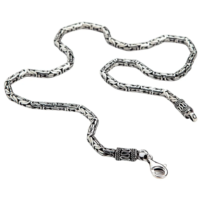 Necklaces and pendants with love knot designs for a romantic, meaningful symbol-4mm Byzantine Bali Sterling Silver Men's Necklace