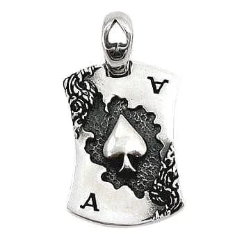 Best necklaces and pendants with intricate beadwork for a bohemian-inspired look-Ace Spade Card Sterling Silver Dog Tag Pendant