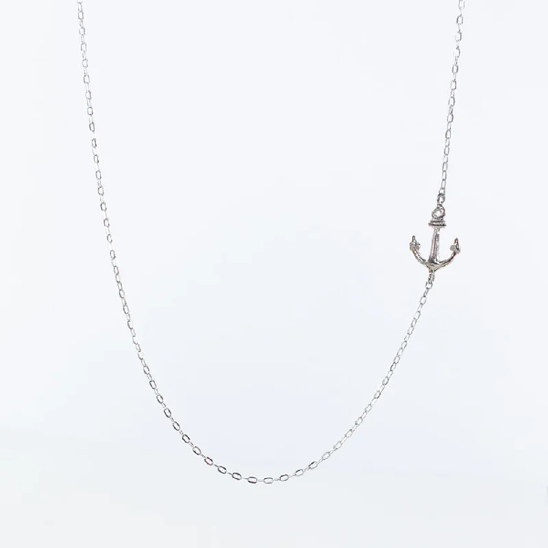 Best necklaces and pendants with zodiac signs for a celestial, astrology-inspired vibe-Silver Sideways Anchor Necklace