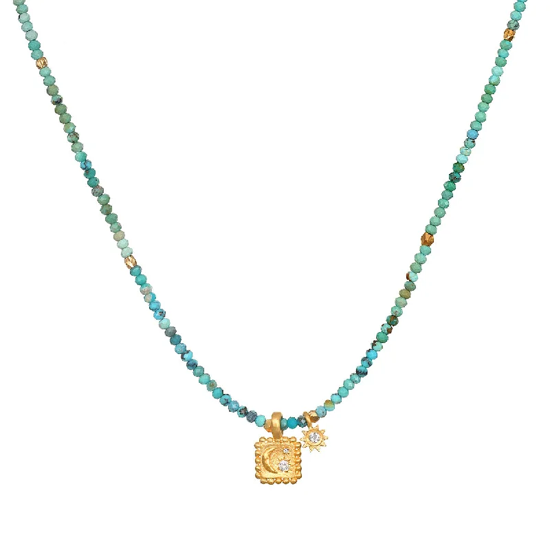 Necklaces and pendants with ocean-inspired designs for a refreshing, beachy feel-Astral Beauty Turquoise Celestial Necklace