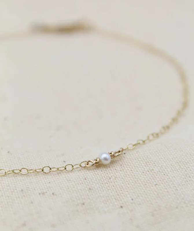 Necklaces and pendants with lock and key designs for a symbolic gesture-Barely There Pearl Anklet