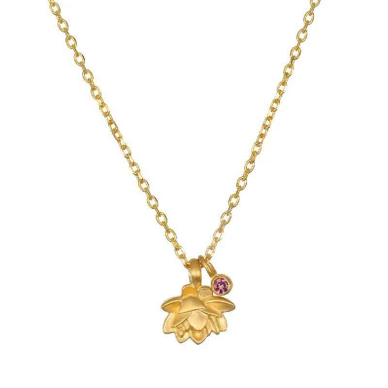 Beautiful necklaces and pendants with layered chains for a fashionable, chic look-Bloom in Peace Lotus & Tourmaline Necklace