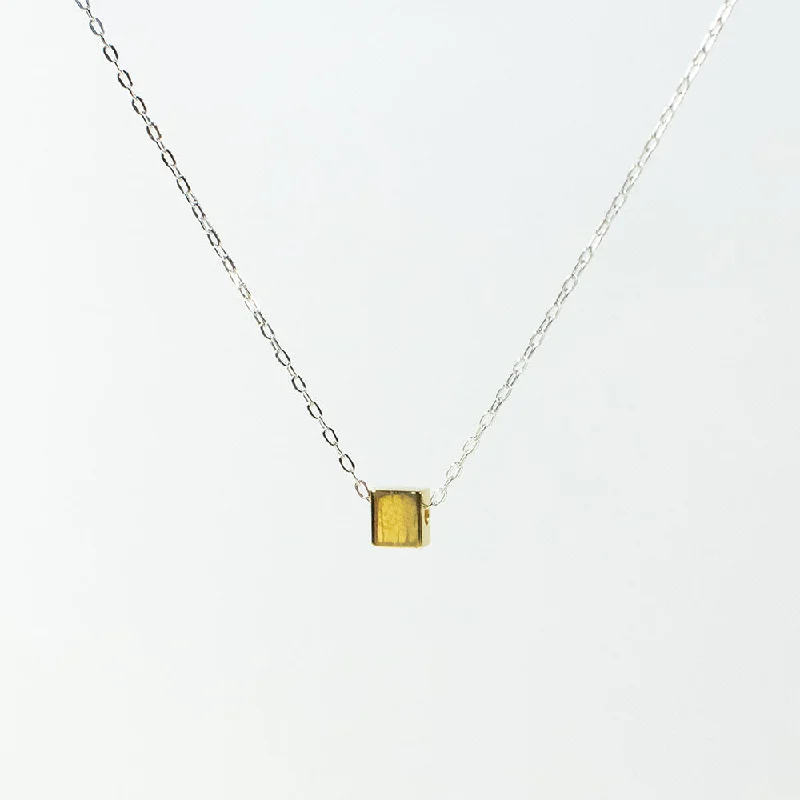 Best necklaces and pendants with opal gemstones for an iridescent glow-Gold Vermeil Box Necklace